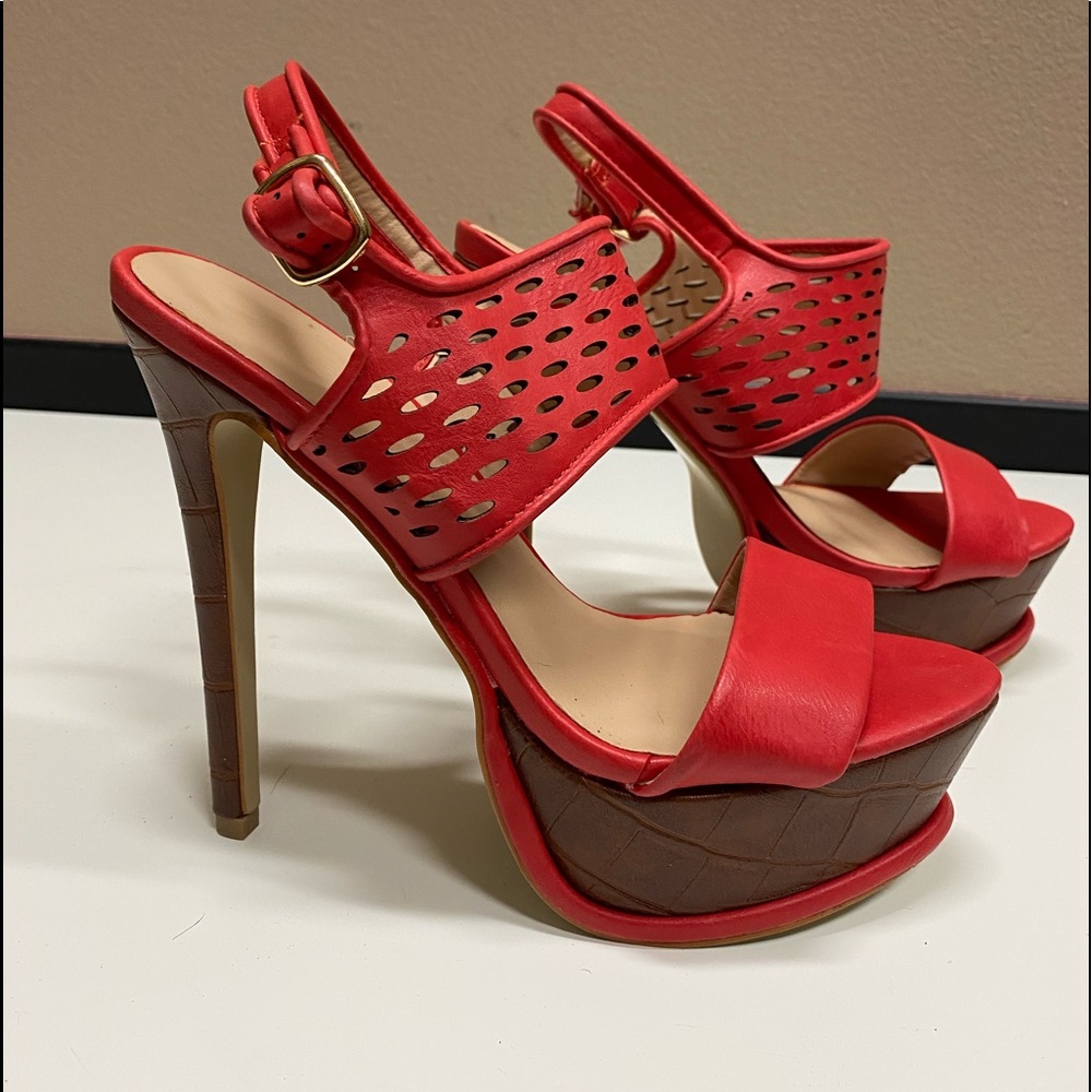 High heels brand new red and brown